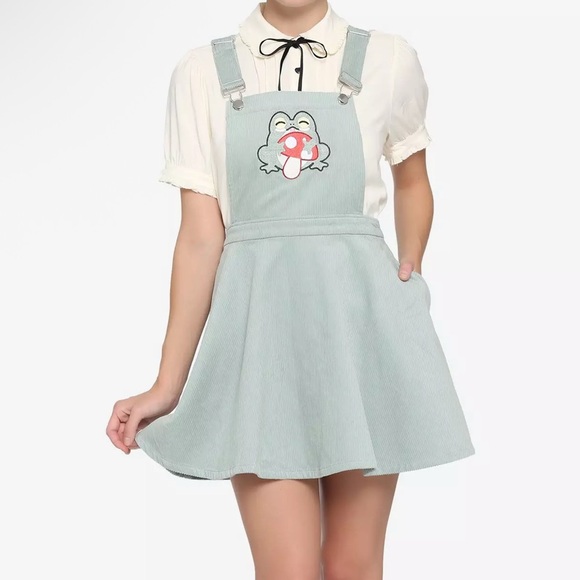 Hot Topic: Frog & Mushroom Pastel Teal Corduroy Skirtall 3XL - Picture 2 of 3